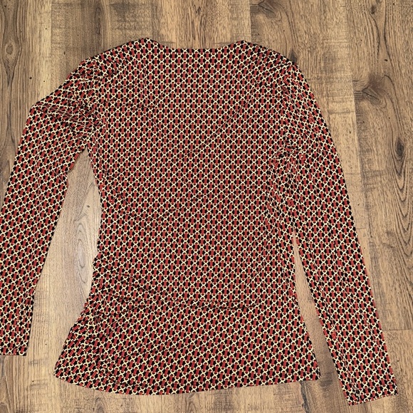 MICHAEL KORS Geometric Patterned Red and Black Women's Top - Picture 6 of 8